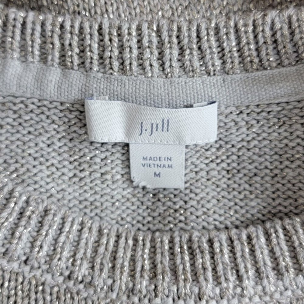 J. JILL Sweater Womens Medium Taupe Metalic Shimmer Long Sleeve Pullover - Picture 9 of 12